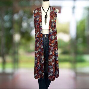 LuLaRoe Joy Long Vest – Rustic Geo Statement